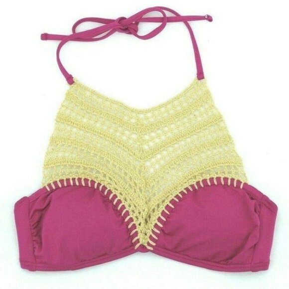 The Bikini Lab Halter Crochet Bikini Swim Top - Picture 1 of 10